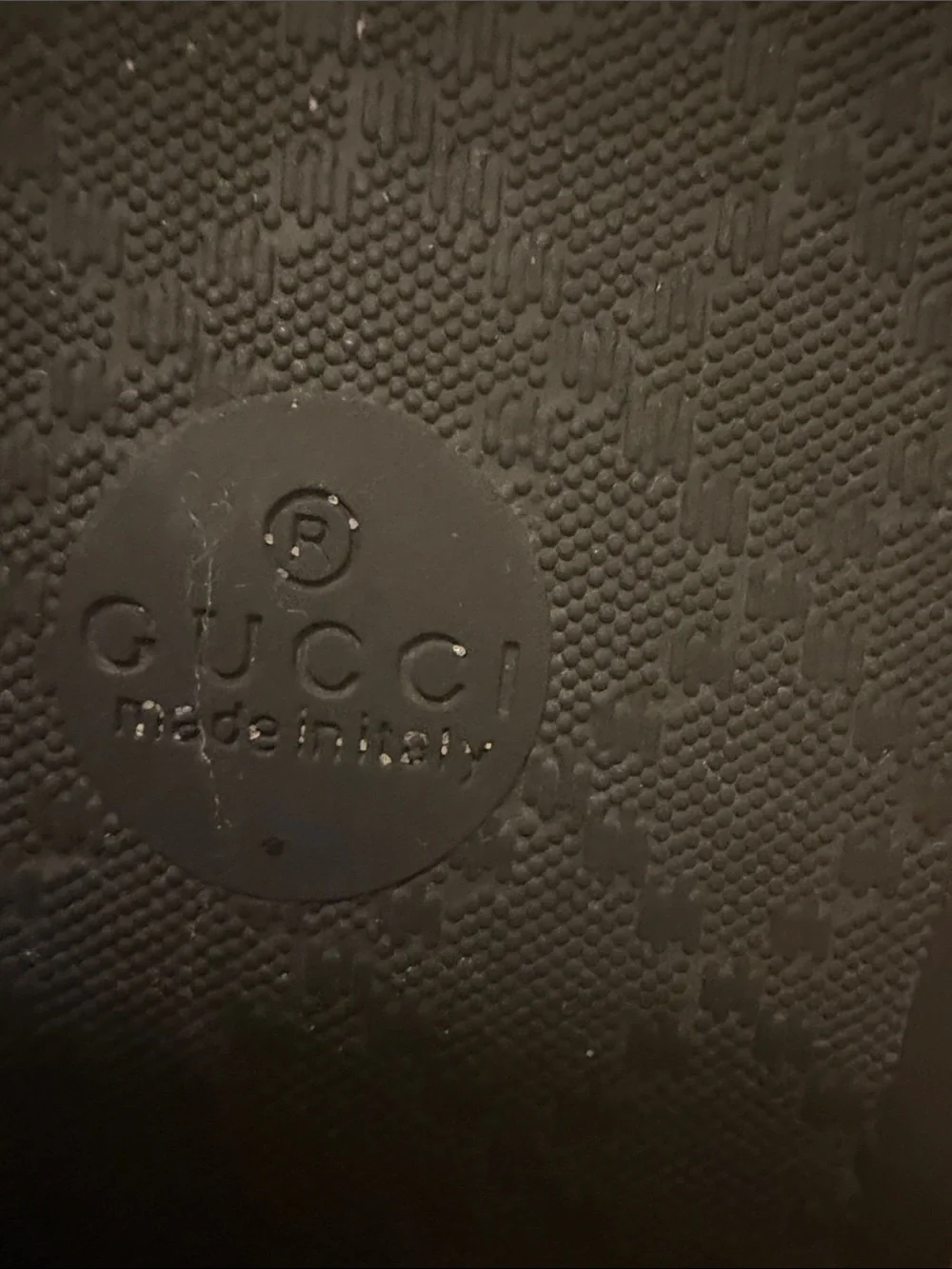 Gucci Black Logo Embossed Slide Sandals with Multicolor Print